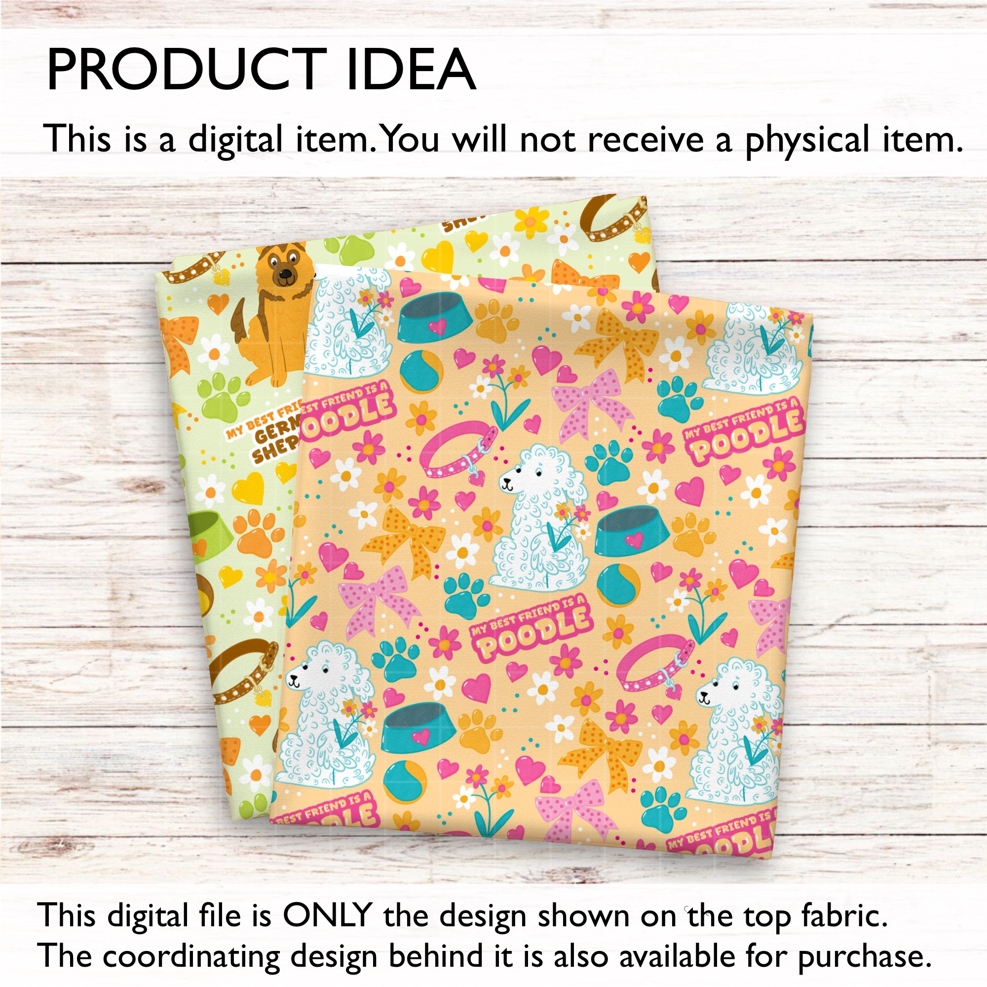 Poodle Friend Coquette Dog Seamless Digital Pattern | Apricot - Image 3