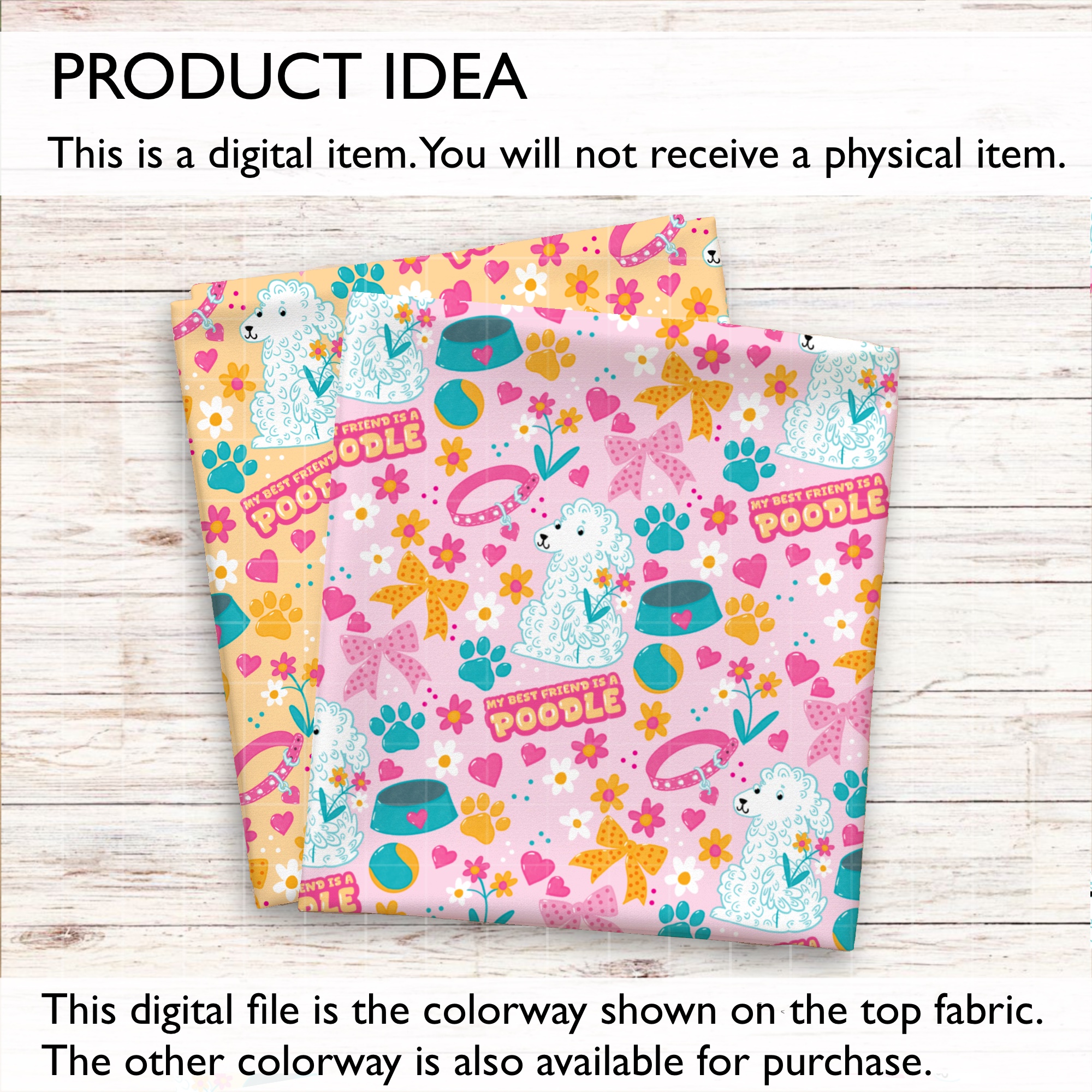 Poodle Friend Coquette Dog Seamless Digital Pattern | Pink - Image 3
