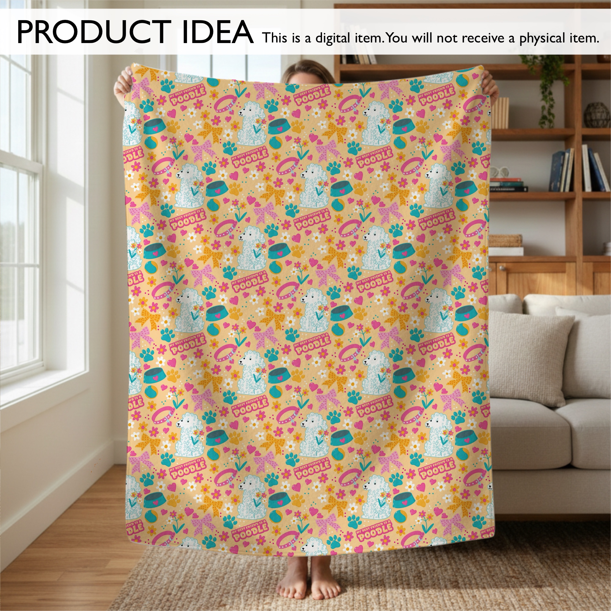 Poodle Friend Coquette Dog Seamless Digital Pattern | Apricot - Image 4