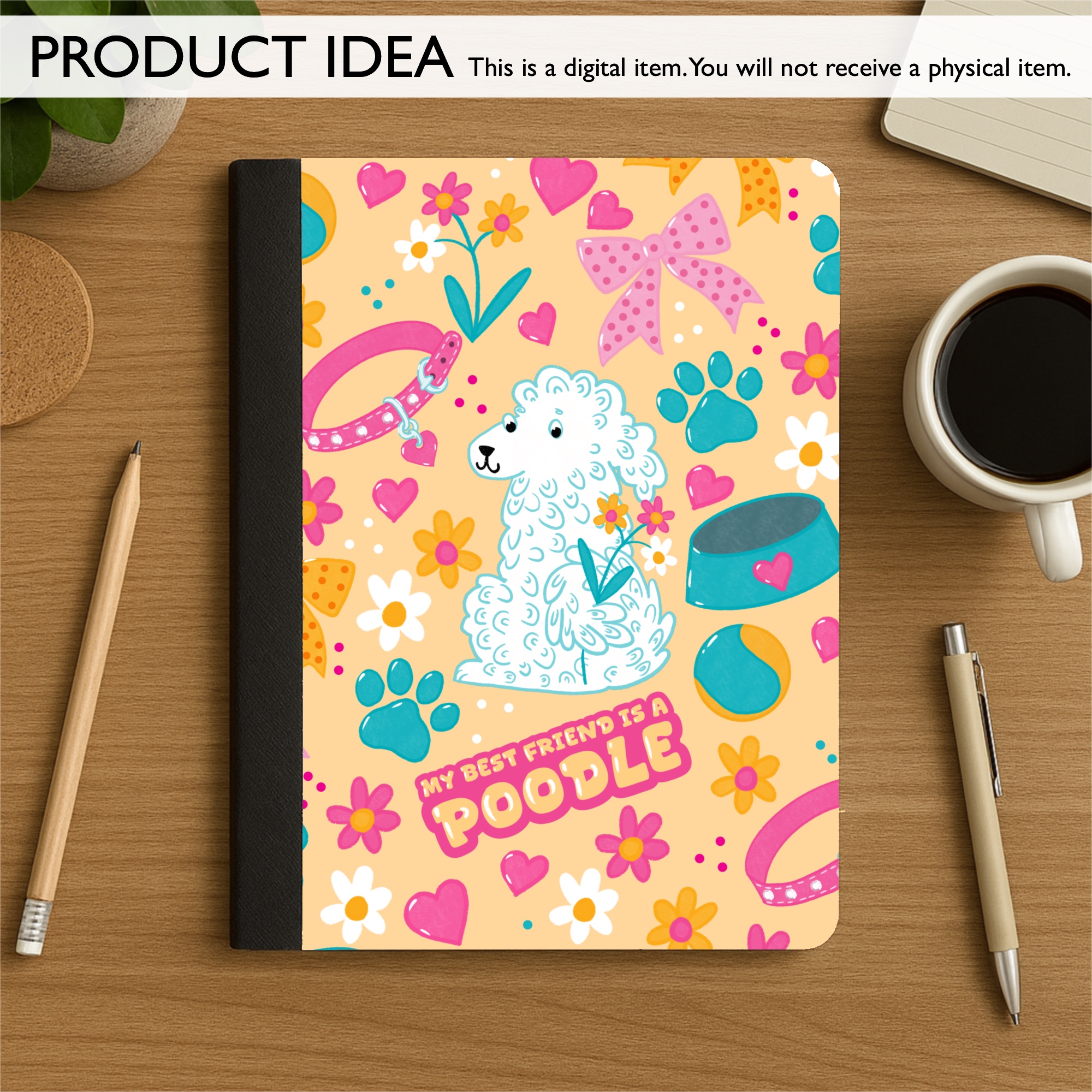 Poodle Friend Coquette Dog Seamless Digital Pattern | Apricot - Image 5