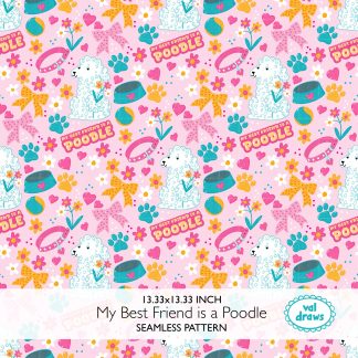 Poodle Friend Coquette Dog Seamless Digital Pattern | Pink