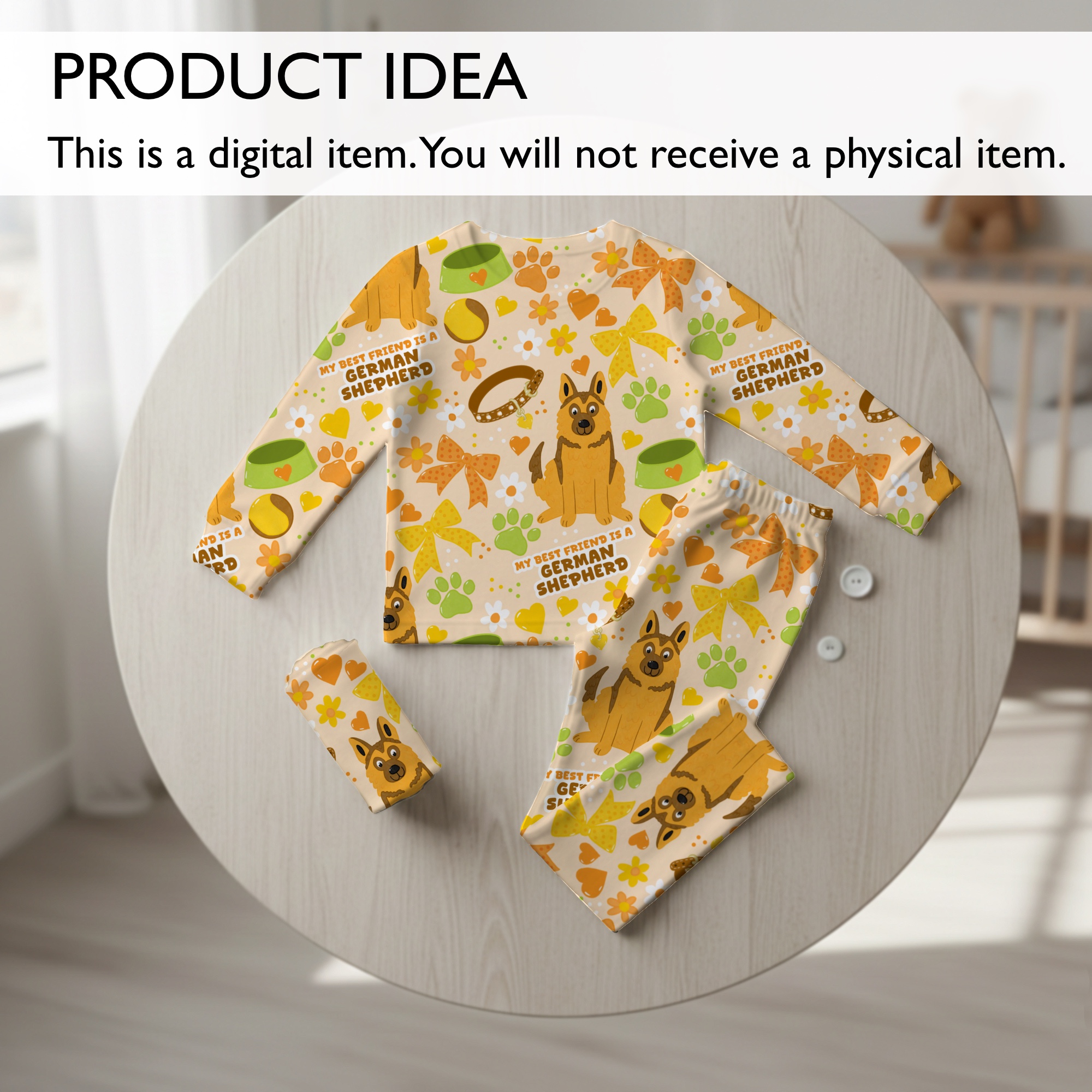 German Shepherd GSD Best Friend Coquette Seamless Digital Pattern | Light Apricot - Image 4