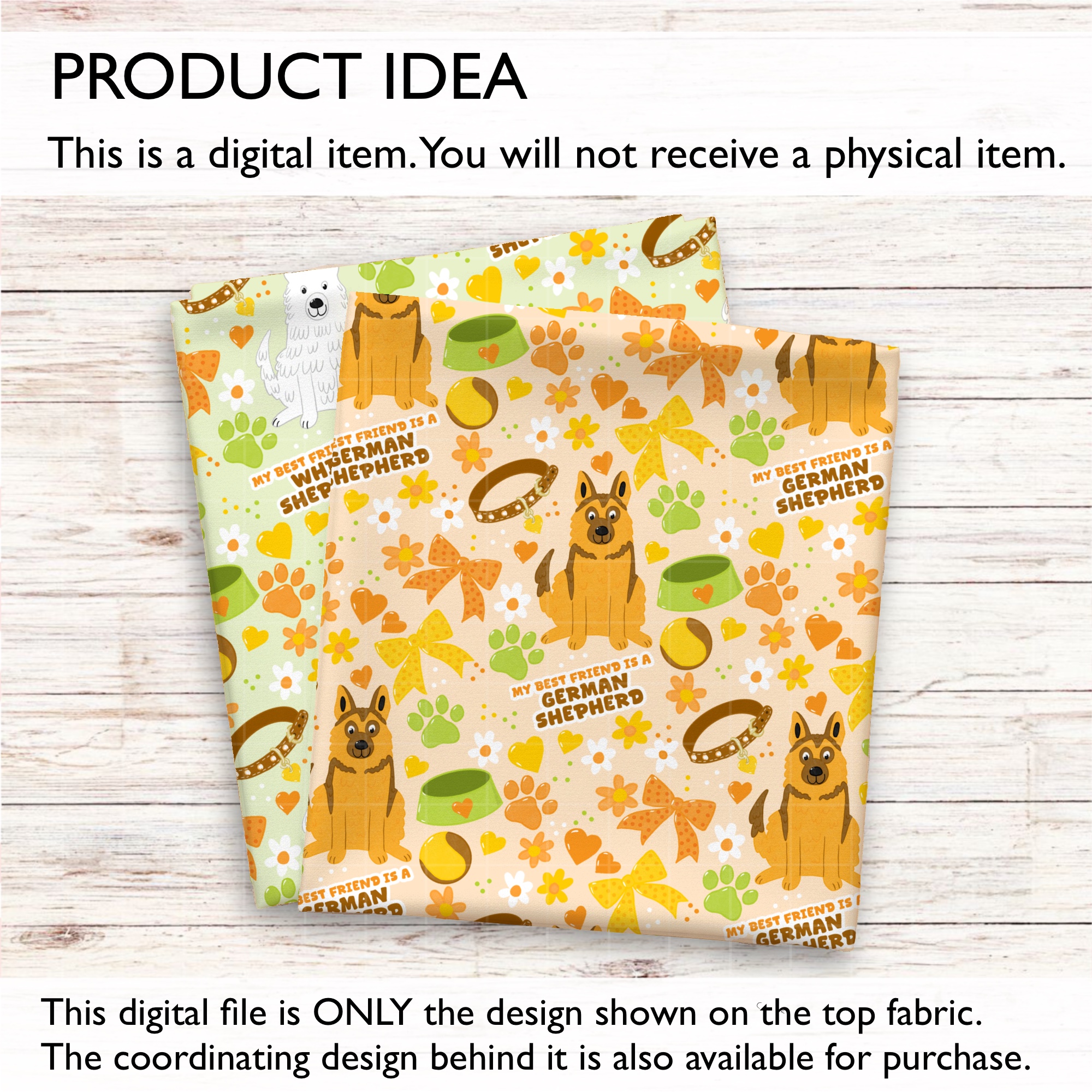 German Shepherd GSD Best Friend Coquette Seamless Digital Pattern | Light Apricot - Image 3