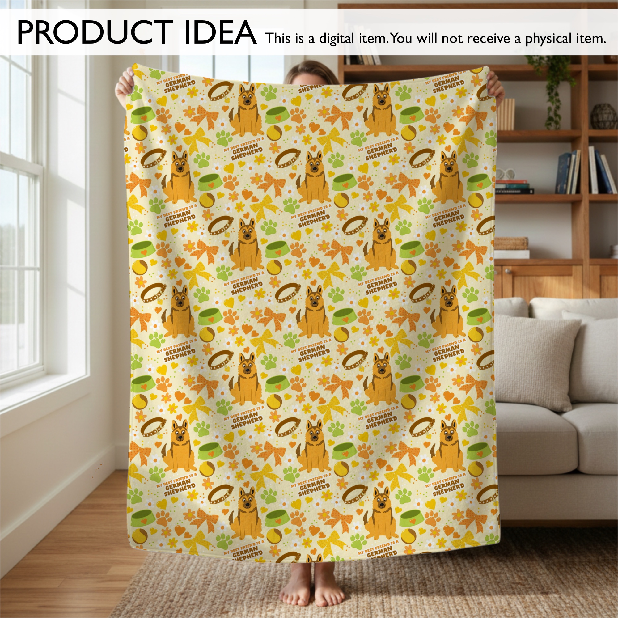 German Shepherd GSD Friend Coquette Dog Seamless Digital Pattern | Cream - Image 6