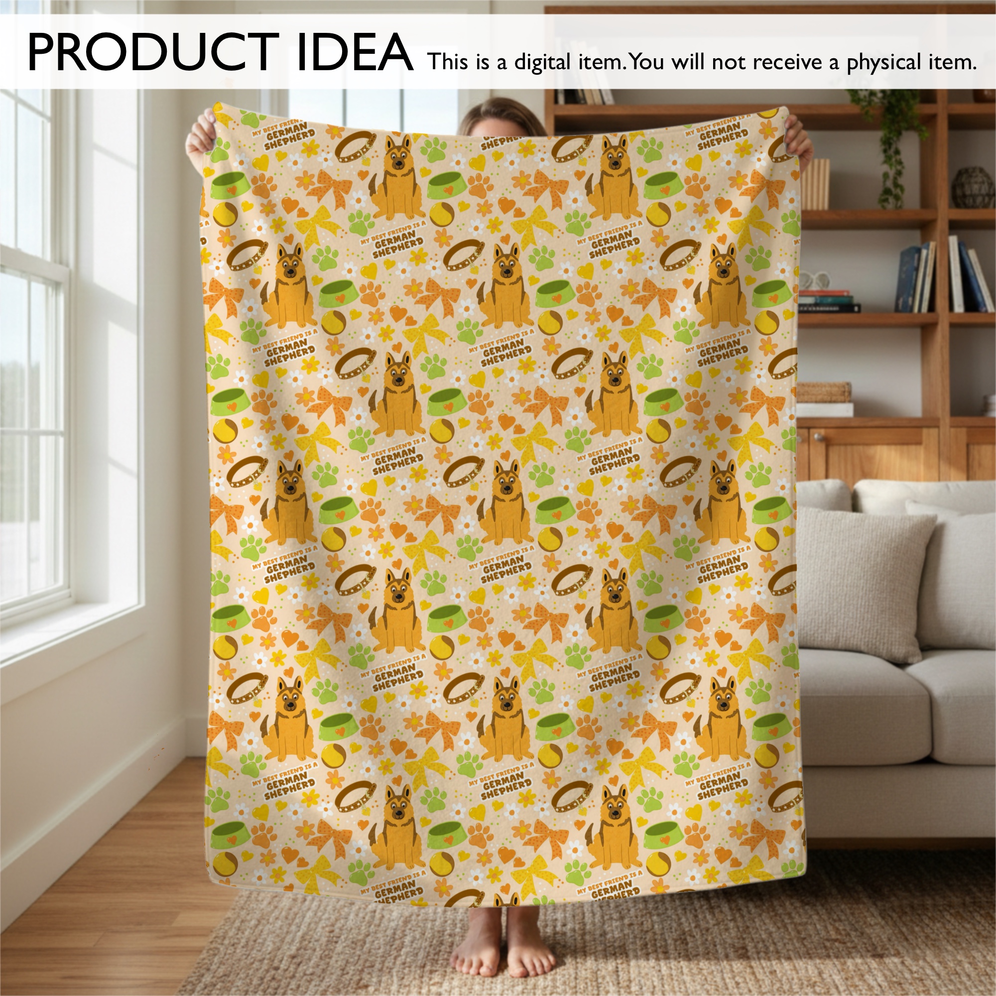 German Shepherd GSD Best Friend Coquette Seamless Digital Pattern | Light Apricot - Image 6