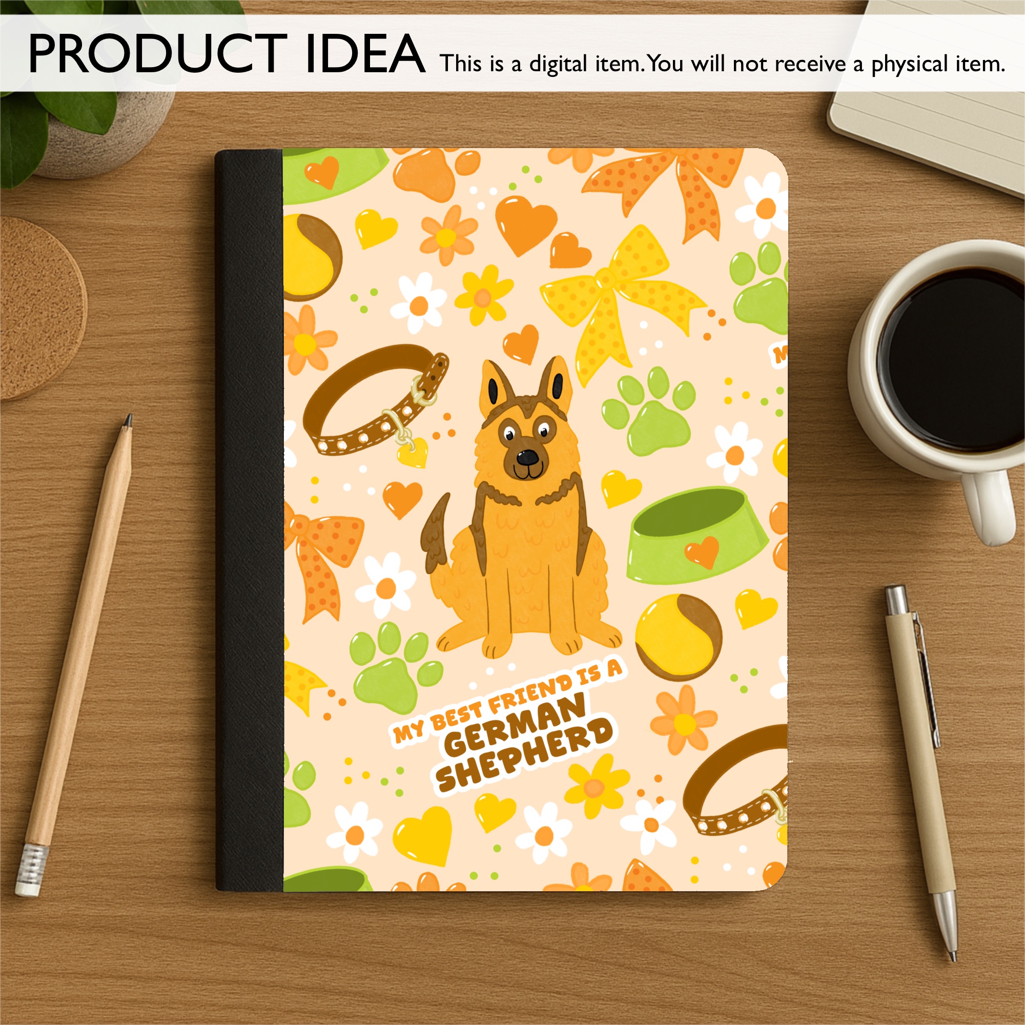 German Shepherd GSD Best Friend Coquette Seamless Digital Pattern | Light Apricot - Image 5