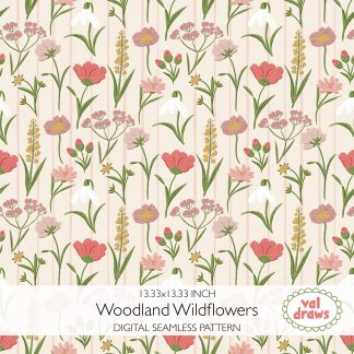 Woodland Wildflowers Seamless Digital Pattern
