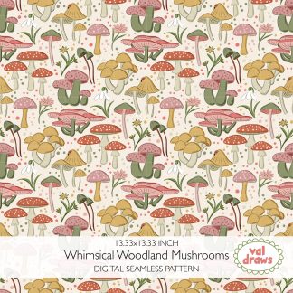 Whimsical Woodland Mushroom Seamless Digital Pattern