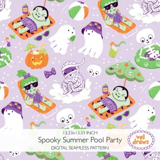 Summerween Spooky Summer Seamless Pattern