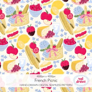 French Picnic Seamless Digital Pattern